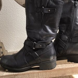 Black mid calf boots